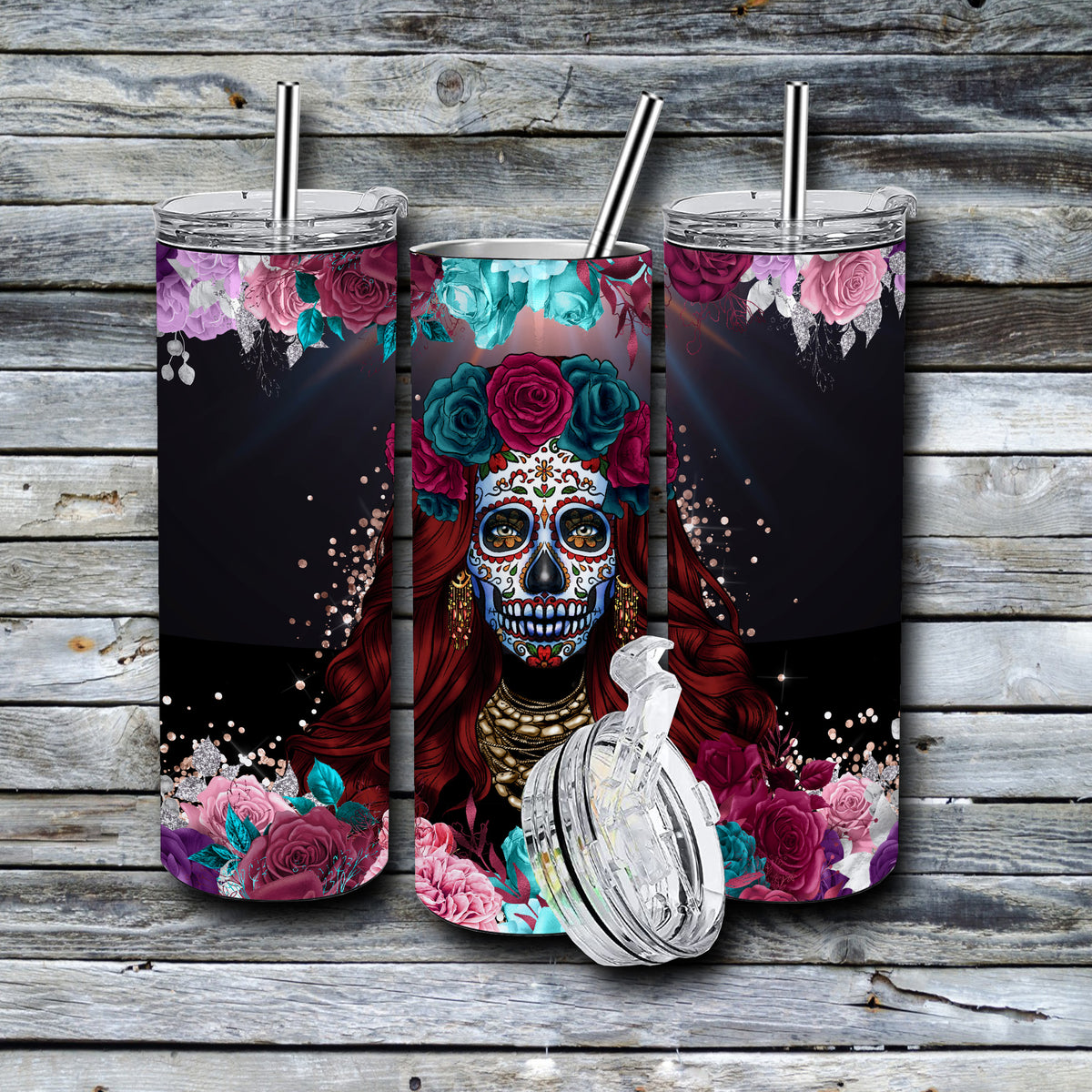 20 oz. Skinny Tumbler - Halloween, Day of the Dead - Mexican Sugar Sku –  Tees and Things by HAC