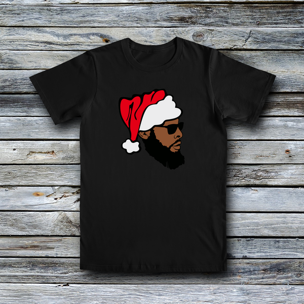 Fashion Custom Tees - Christmas: Afro Guy with Santa Hat and Shades